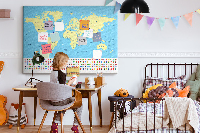 Painel em cortiça Mapa mundial clássico