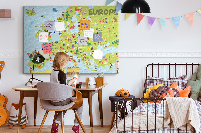 Quadro em cortiça Mapa-múndi com bandeiras