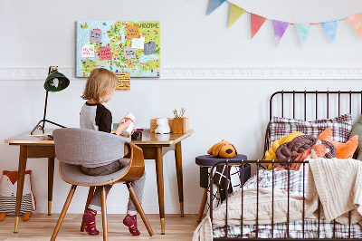 Quadro em cortiça Mapa-múndi com bandeiras