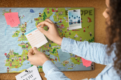 Quadro em cortiça Mapa-múndi com bandeiras