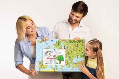 Quadro em cortiça Mapa-múndi com bandeiras