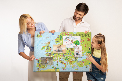 Quadro em cortiça Mapa-múndi com bandeiras