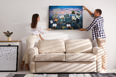 Painel em cortiça Cidade à noite