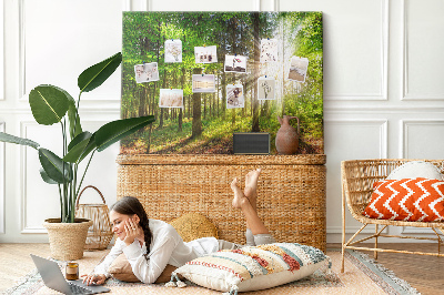 Quadro de aviso de cortiça Nascer do sol na floresta