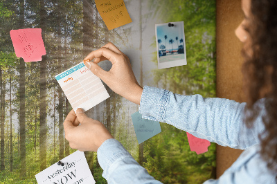 Quadro de aviso de cortiça Nascer do sol na floresta