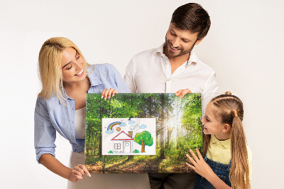 Quadro de aviso de cortiça Nascer do sol na floresta