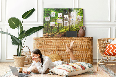 Quadro de aviso de cortiça Nascer do sol na floresta