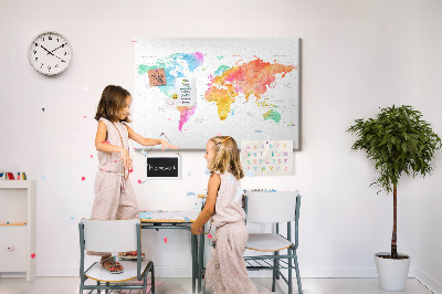 Quadro de aviso de cortiça Mapa em aquarela