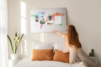 Quadro de aviso de cortiça Mapa em aquarela