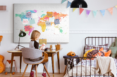 Quadro de aviso de cortiça Mapa em aquarela