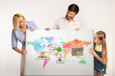 Quadro de aviso de cortiça Mapa em aquarela