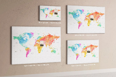 Quadro de aviso de cortiça Mapa em aquarela