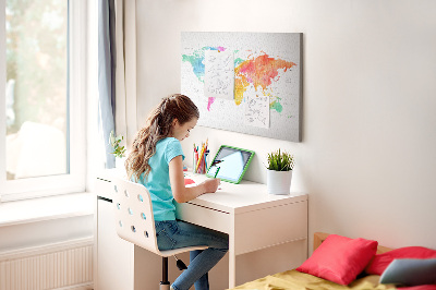 Quadro de aviso de cortiça Mapa em aquarela