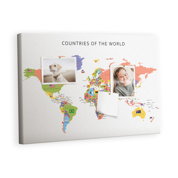 Painel em cortiça Mapa de bandeiras