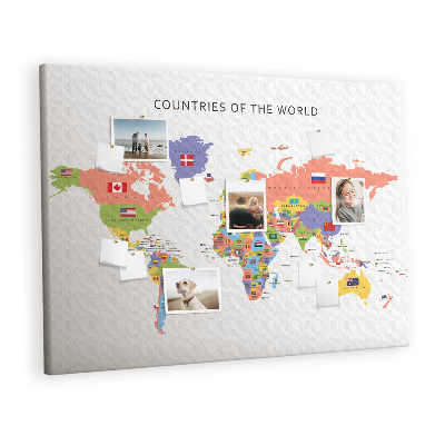 Painel em cortiça Mapa de bandeiras