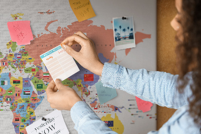 Painel em cortiça Mapa de bandeiras