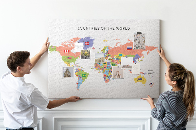Painel em cortiça Mapa de bandeiras