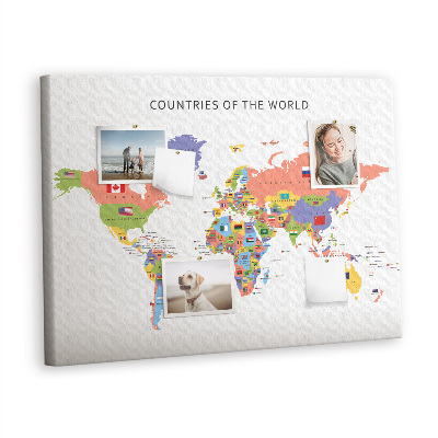 Painel em cortiça Mapa de bandeiras