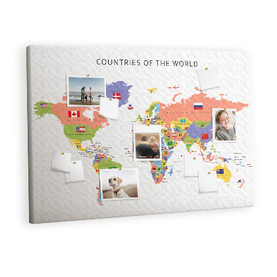 Painel em cortiça Mapa de bandeiras