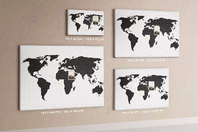 Painel em cortiça Mapa preto do mundo