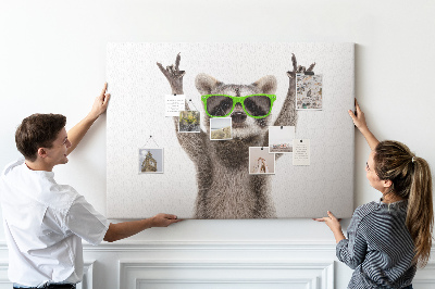 Quadro em cortiça Guaxinim com óculos