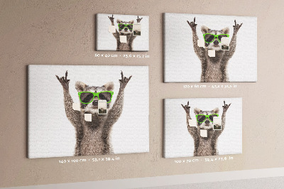 Quadro em cortiça Guaxinim com óculos