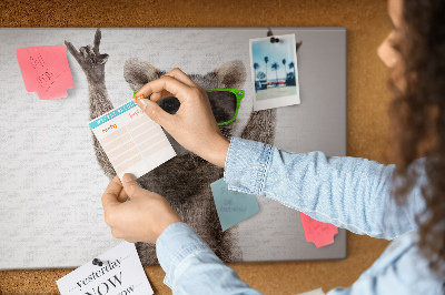 Quadro em cortiça Guaxinim com óculos