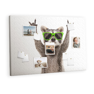 Quadro em cortiça Guaxinim com óculos