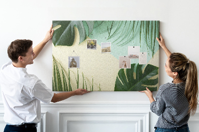Quadro de aviso de cortiça Folhas de Monstera