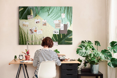 Quadro de aviso de cortiça Folhas de Monstera