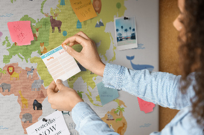 Painel em cortiça Mapa do mundo animal