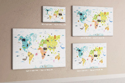 Painel em cortiça Mapa do mundo animal