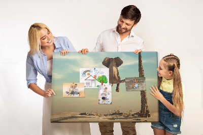 Quadro de aviso de cortiça Elefante em uma árvore