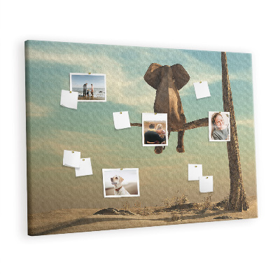 Quadro de aviso de cortiça Elefante em uma árvore