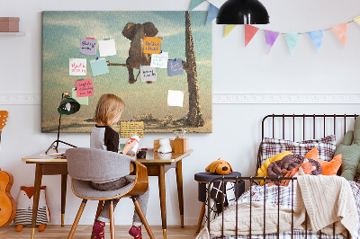 Quadro de aviso de cortiça Elefante em uma árvore