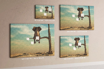 Quadro de aviso de cortiça Elefante em uma árvore