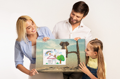 Quadro de aviso de cortiça Elefante em uma árvore