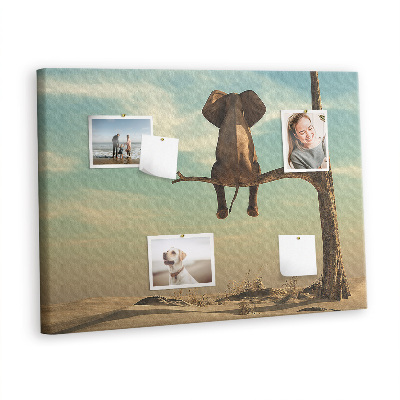 Quadro de aviso de cortiça Elefante em uma árvore