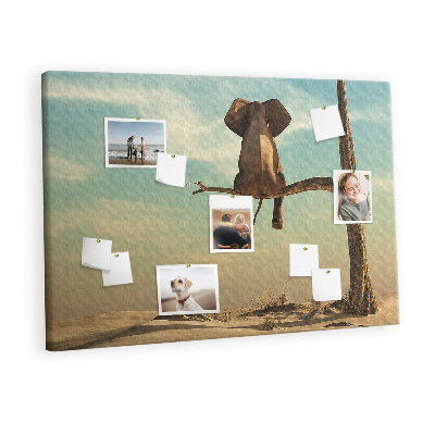 Quadro de aviso de cortiça Elefante em uma árvore