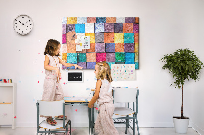 Painel em cortiça Cubos de madeira