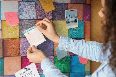 Painel em cortiça Cubos de madeira