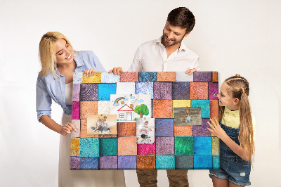 Painel em cortiça Cubos de madeira