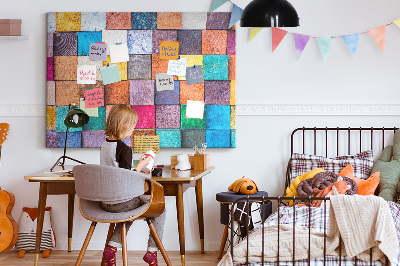 Painel em cortiça Cubos de madeira