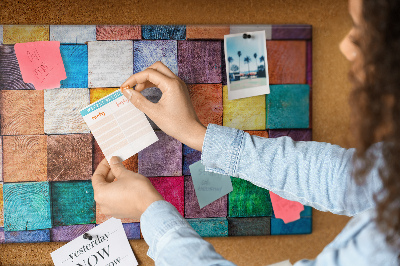 Painel em cortiça Cubos de madeira