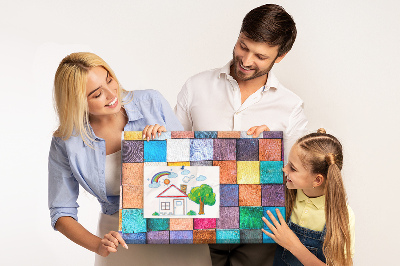 Painel em cortiça Cubos de madeira