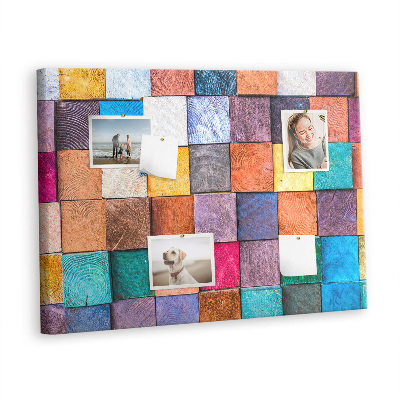 Painel em cortiça Cubos de madeira