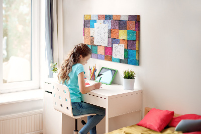 Painel em cortiça Cubos de madeira