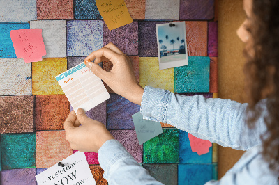 Painel em cortiça Cubos de madeira