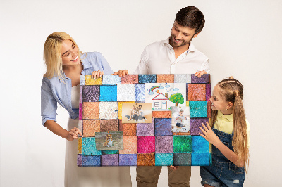 Painel em cortiça Cubos de madeira