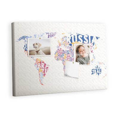 Painel em cortiça Países do mapa mundial